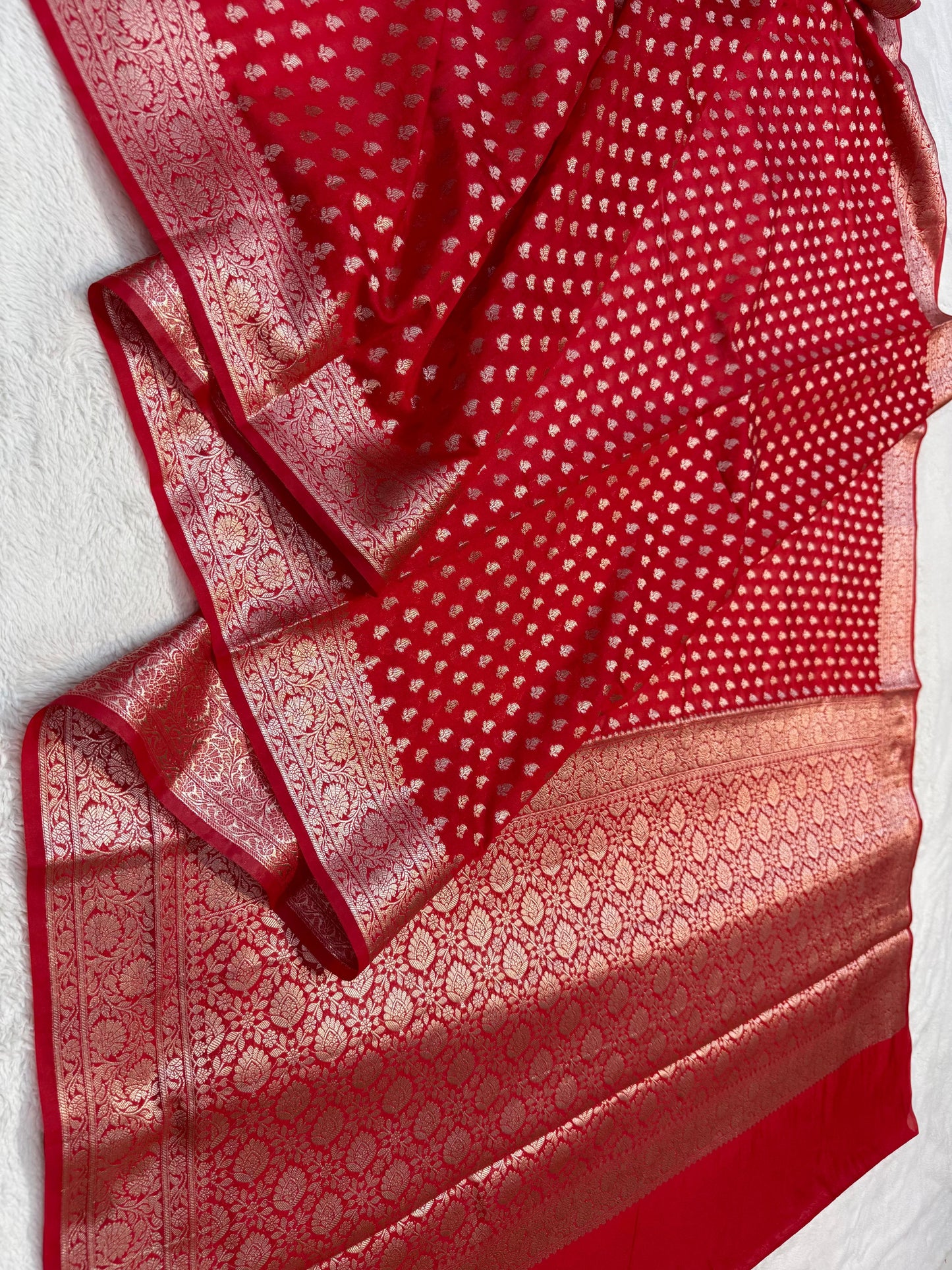 Red Shade Georgette Silk Premium Banarasi Saree