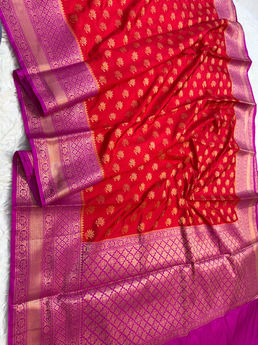 Red Dupion Silk Premium Banarasi Saree
