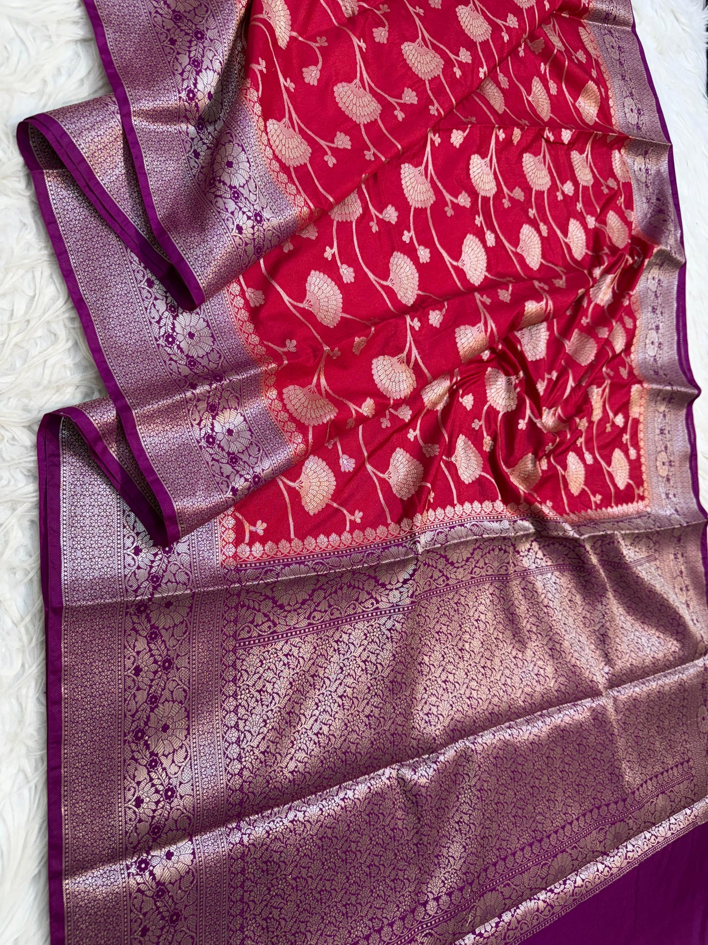 Red Dupion Silk Premium Banarasi Saree