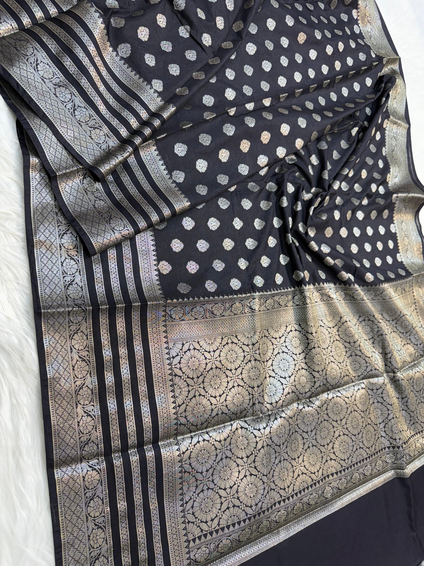Black Dupion Silk Premium Banarasi Saree