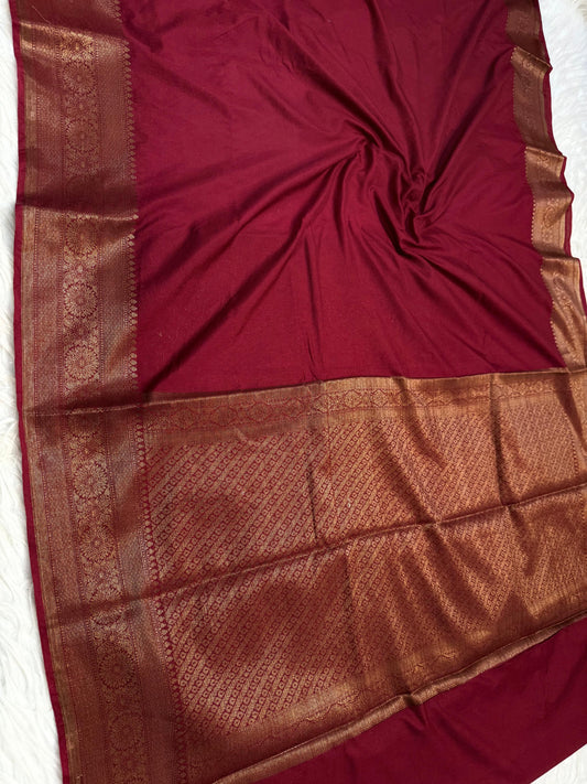 Maroon Dupion Silk Banarasi Saree