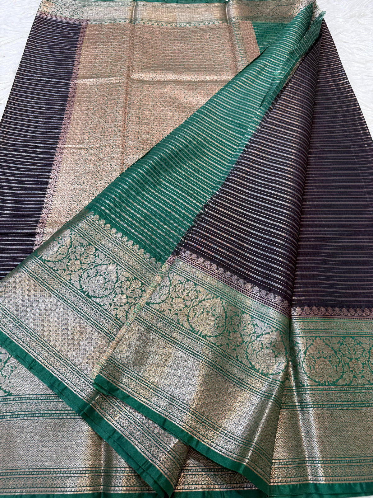 Black Dupion Silk Banarasi Saree