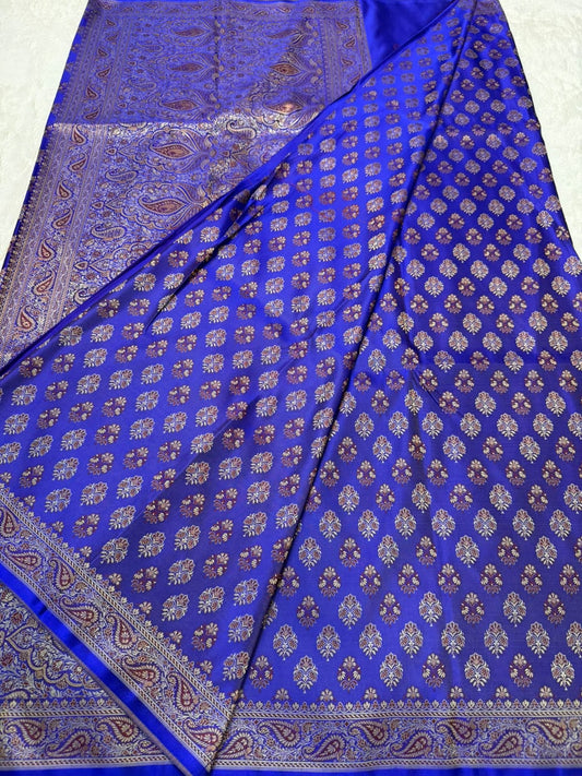 Blue Jamewar Katan Premium Banarasi Saree