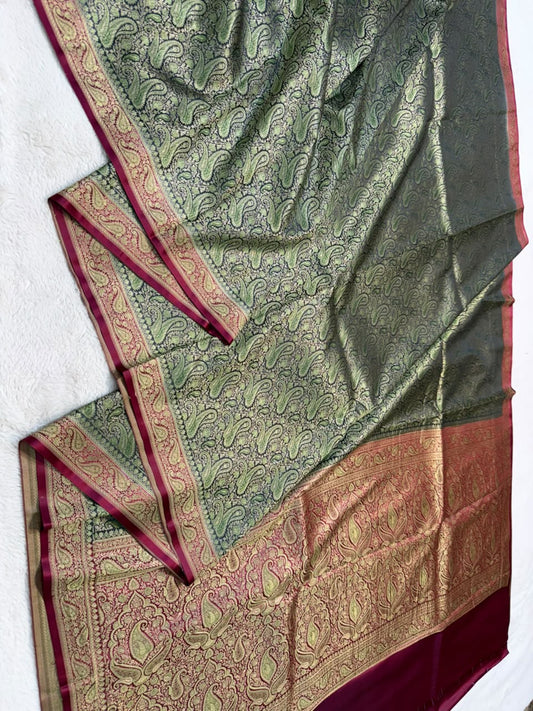 Maroon Jamewar Katan Premium Banarasi Saree