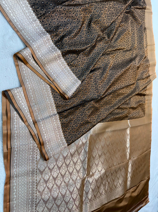 Coffee Brown Tanchui Silk Premium Banarasi Saree