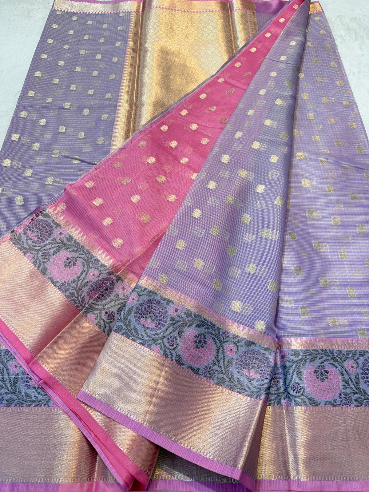 Lovender Kota Paithani Border Premium Banarasi Saree