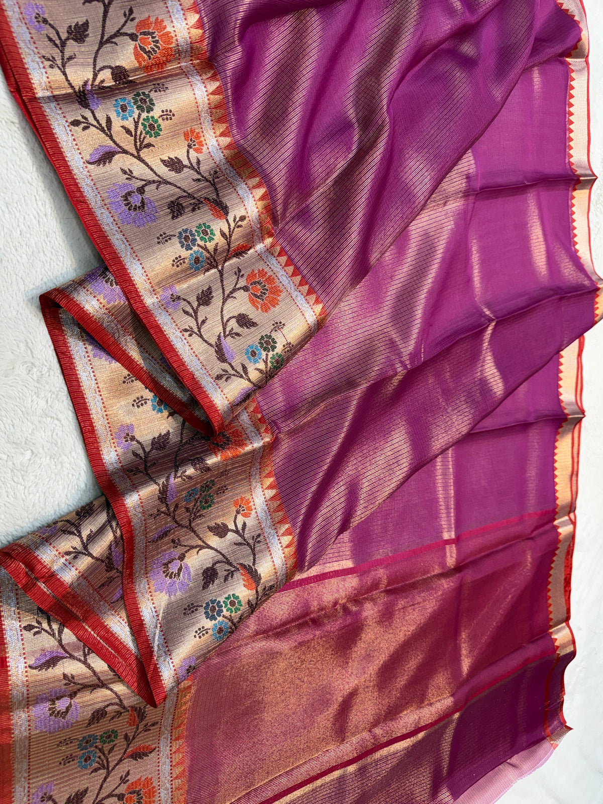 Magenta Kota Paithani Border Premium Banarasi Saree