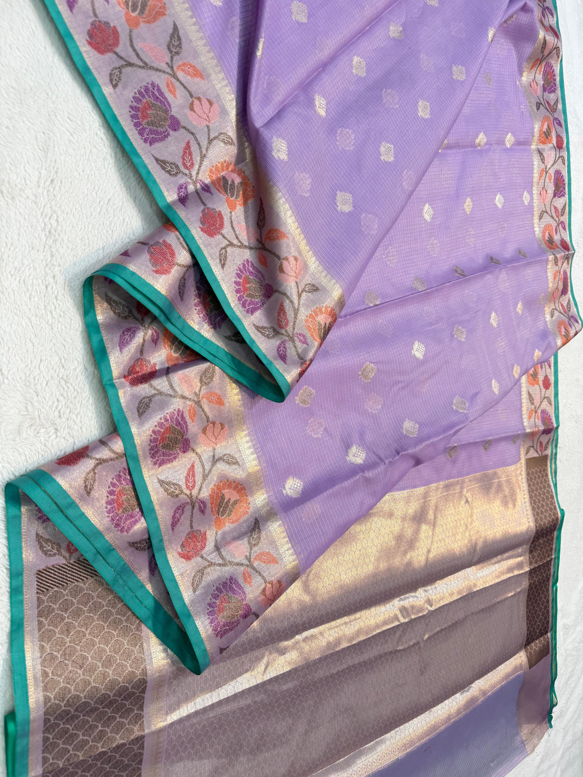 Lovender Cotton Kota Paithani Border Premium Banarasi Saree