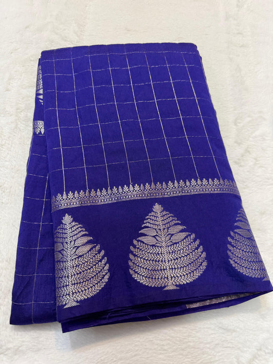 Royal Blue Raw Mango Premium Banarasi Saree