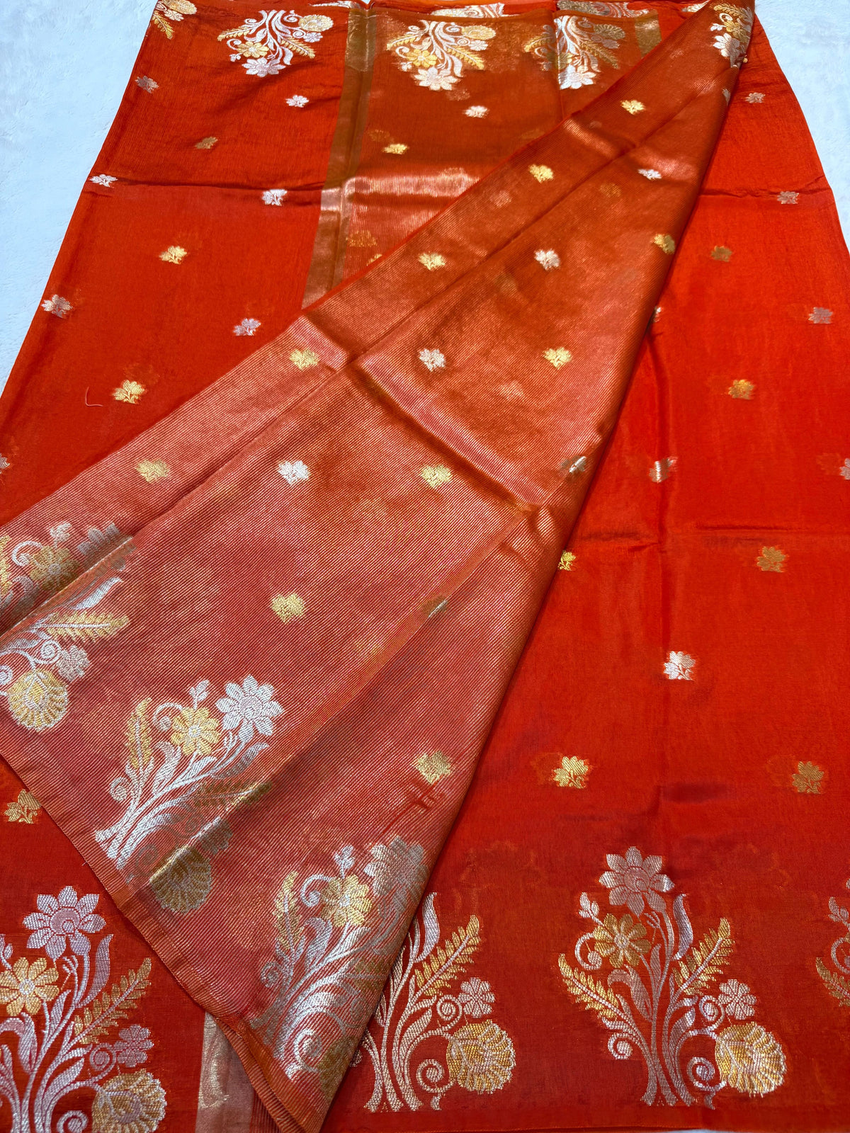 Orange Raw Mango Premium Banarasi Saree