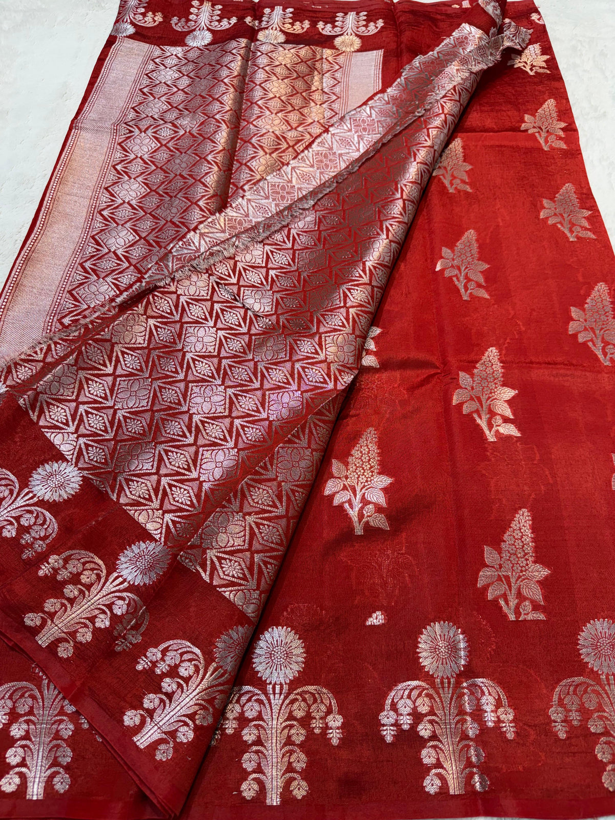 Red Raw Mango Premium Banarasi Saree