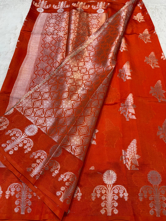 Orange Raw Mango Premium Banarasi Saree