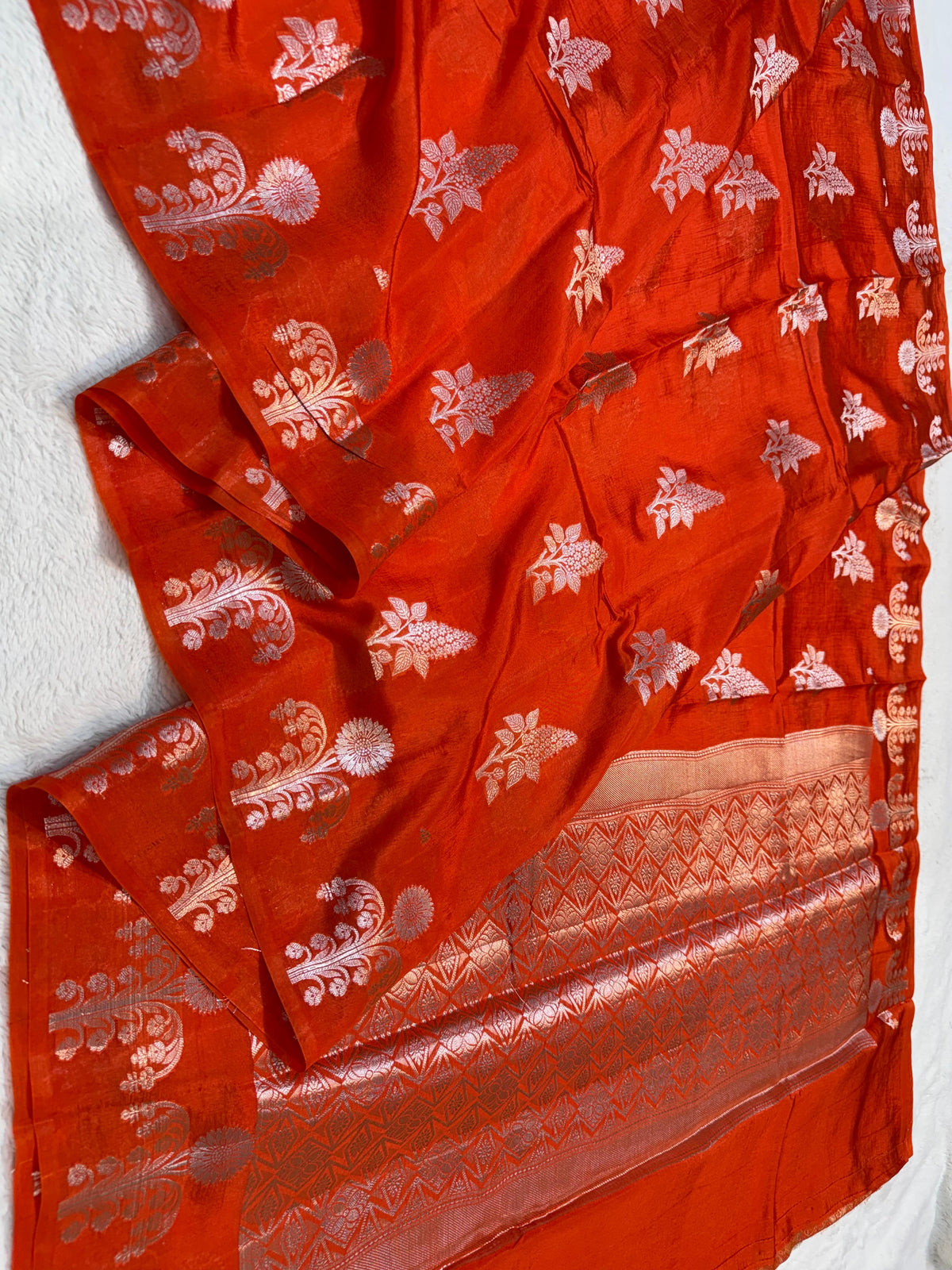 Orange Raw Mango Premium Banarasi Saree