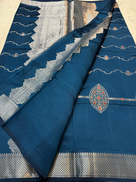 Blue Pure Mango Silk Premium Banarasi Saree