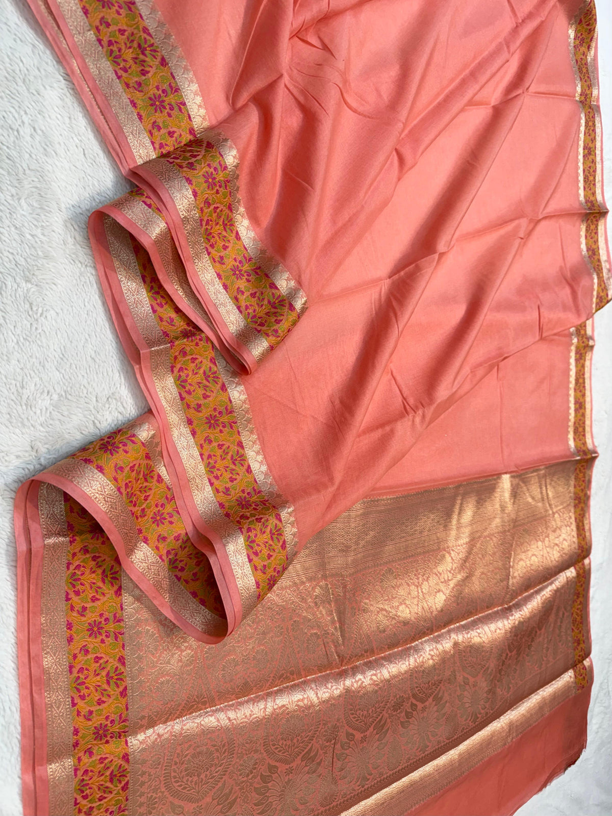 Peach Cotton Tilfi Premium Banarasi Saree