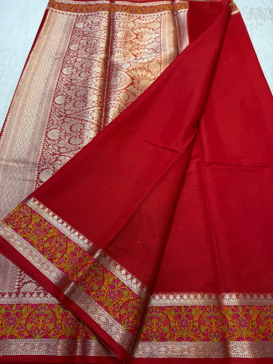 Red Cotton Tilfi Premium Banarasi Saree
