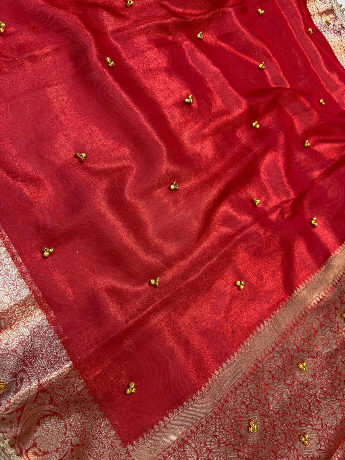 Red Tissue Ghungaroo Premium Banarasi Saree