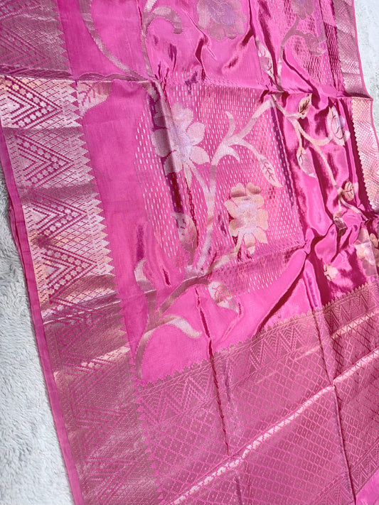 Pink Viscose Premium Banarasi Saree