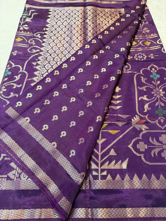 Purple Viscose Minakari Premium Banarasi Saree
