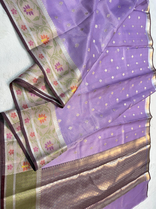 Lovender Tissue Kota Paithani Border Premium Banarasi
