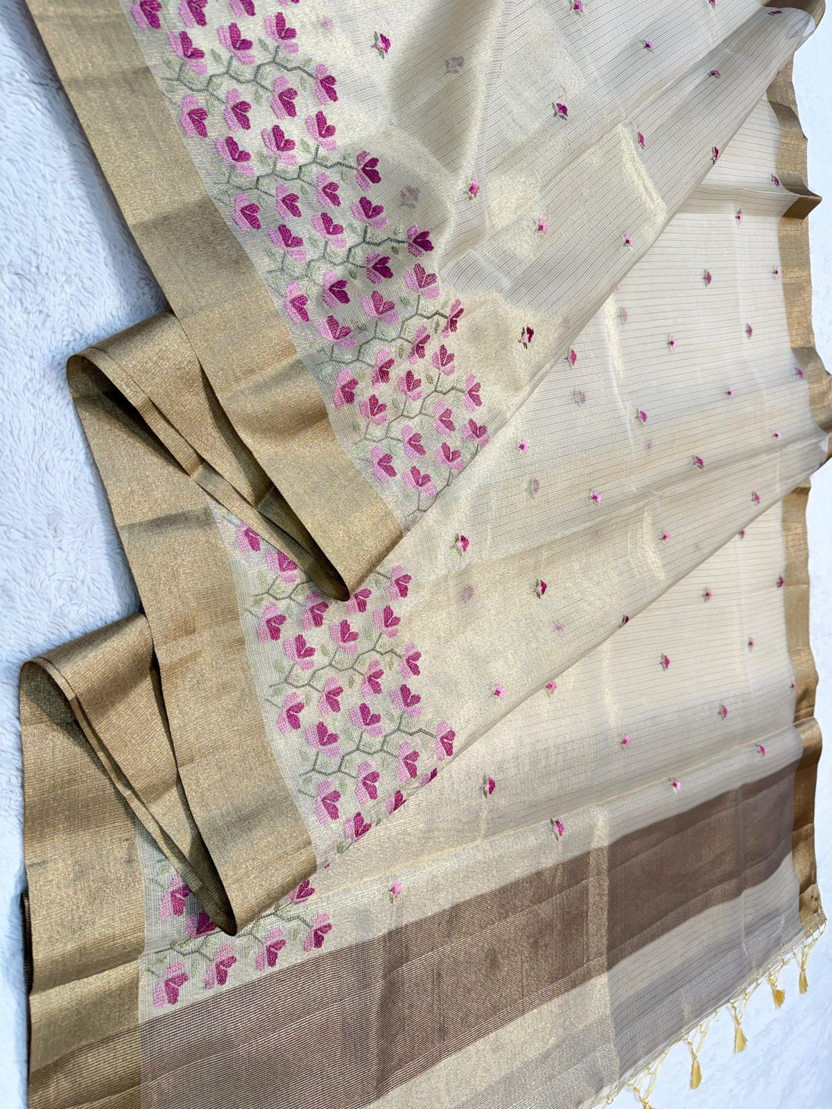 Tissue Kota Designer Embroidery Premium Banarasi Saree
