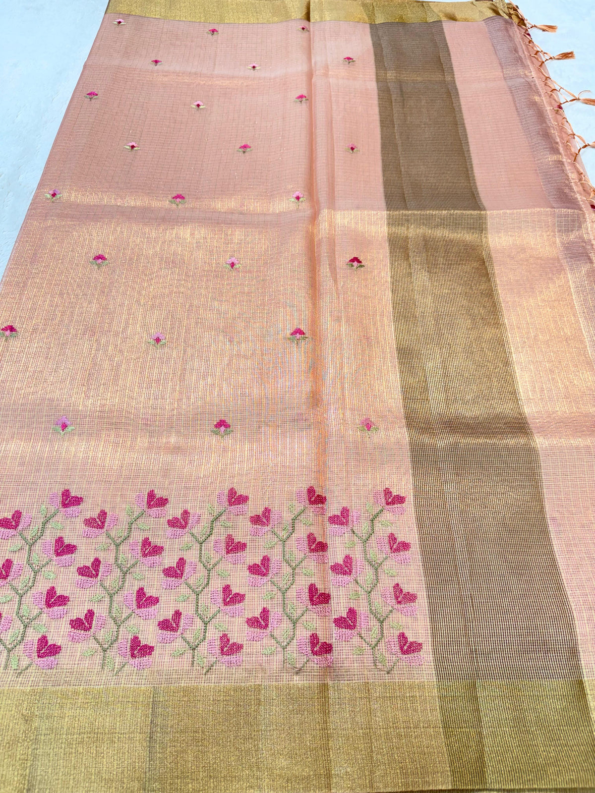 Tissue Kota Designer Embroidery Premium Banarasi Saree