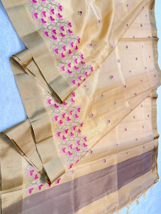 Tissue Kota Designer Embroidery Premium Banarasi Saree