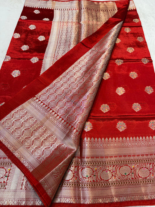 Red Viscose Premium Banarasi Saree