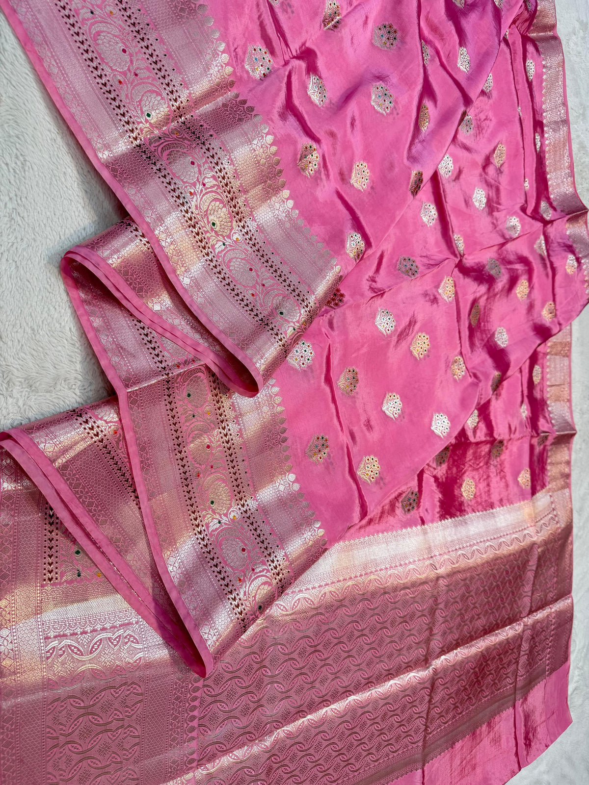 Pink Viscose Premium Banarasi Saree