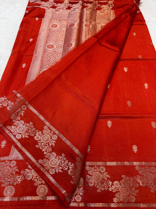 Orange Raw Mango Premium Banarasi Saree