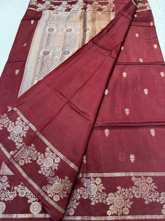 Maroon Raw Mango Premium Banarasi Saree