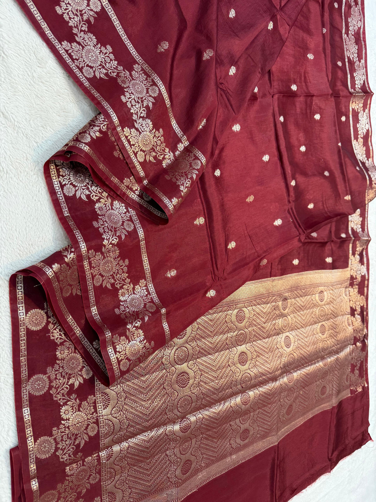 Maroon Raw Mango Premium Banarasi Saree