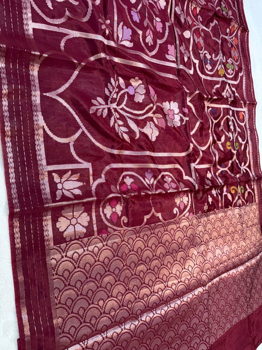 Maroon Viscose Premium Banarasi Saree