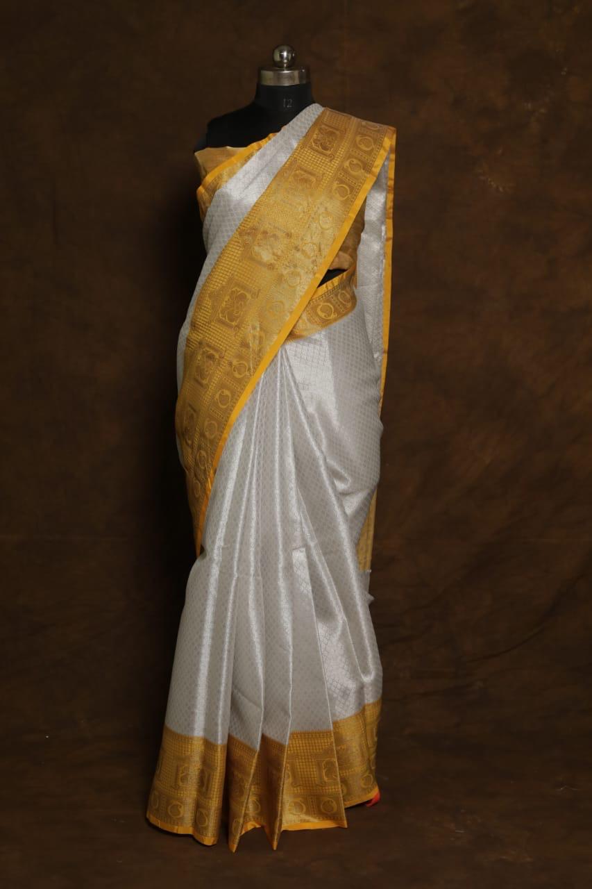 White Tissue Silk Banarasi Saree
