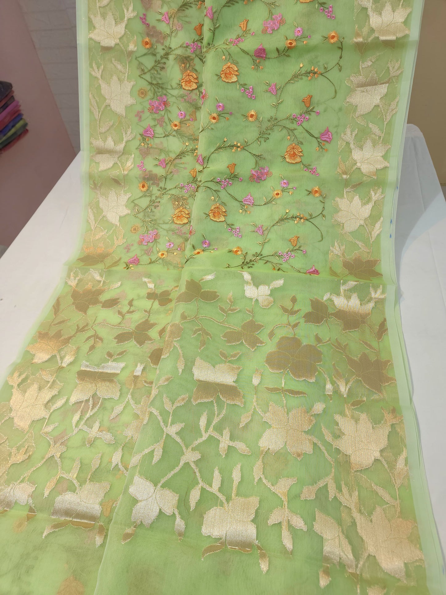Banarasi kora organza embroidery saree