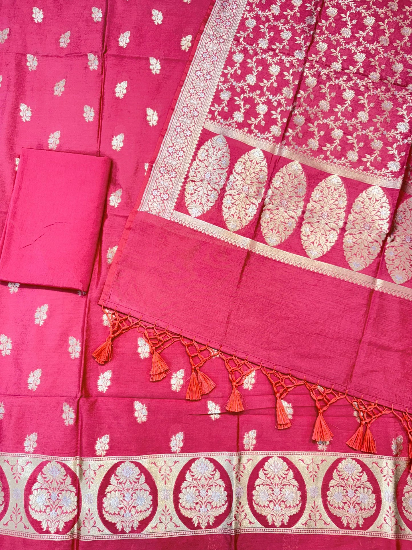 Banarasi semi chiniya silk suit