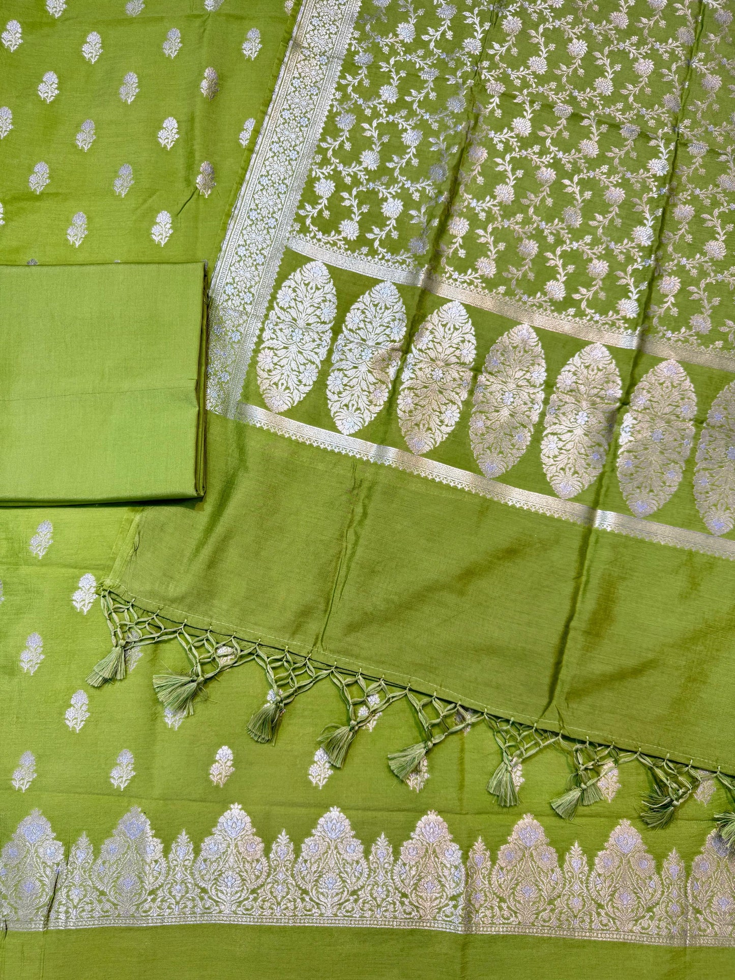 Banarasi semi chiniya silk suit