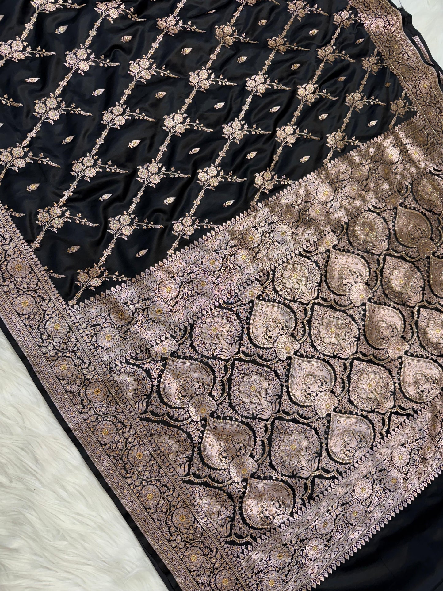 Bridal Mashru ari & stone Silk Banarasi Saree