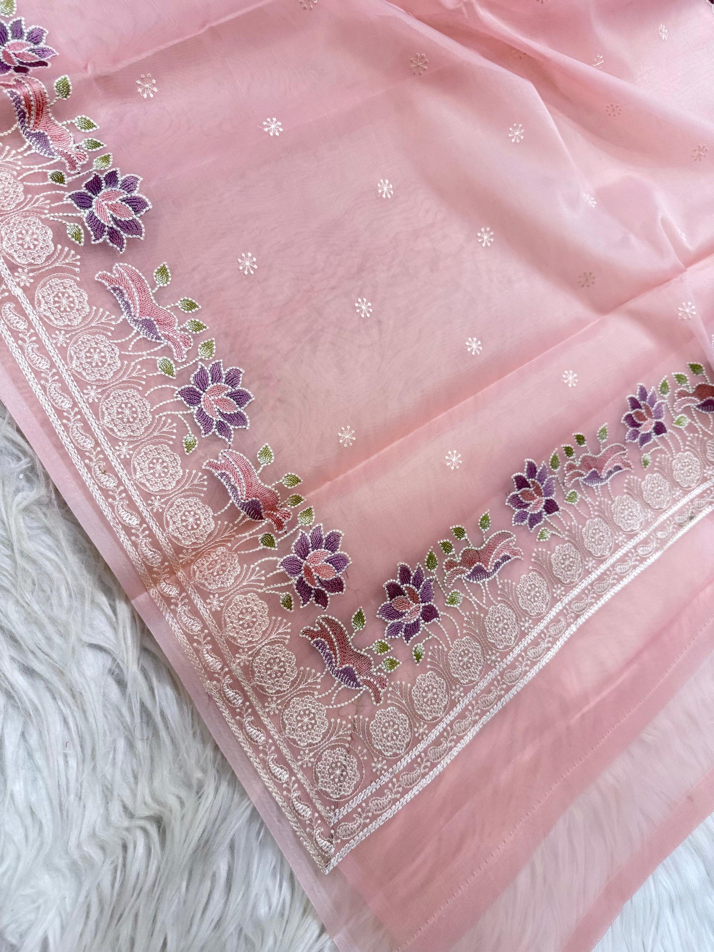 Banarasi kora organza embroidery saree