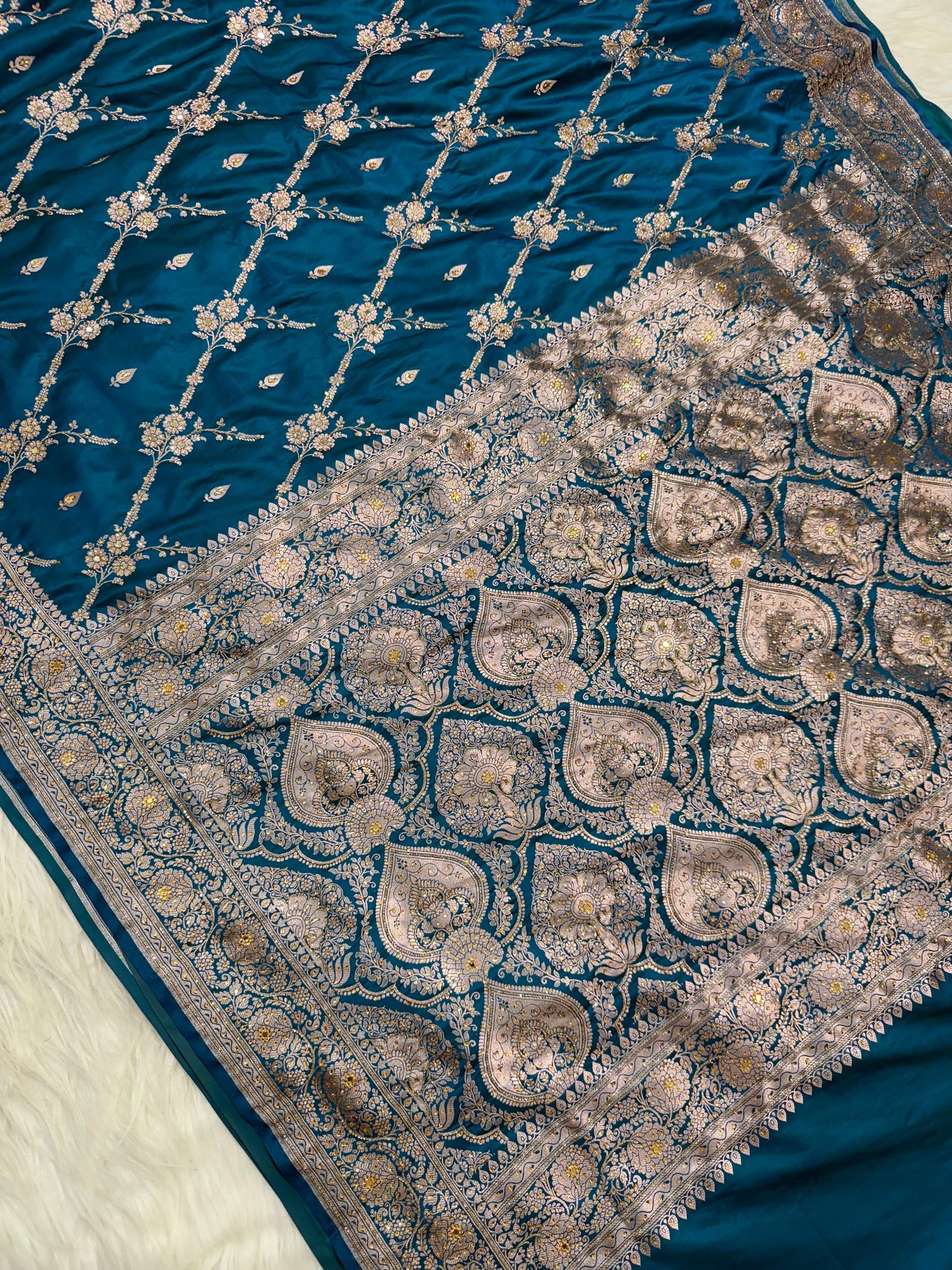 Bridal Mashru ari & stone Silk Banarasi Saree