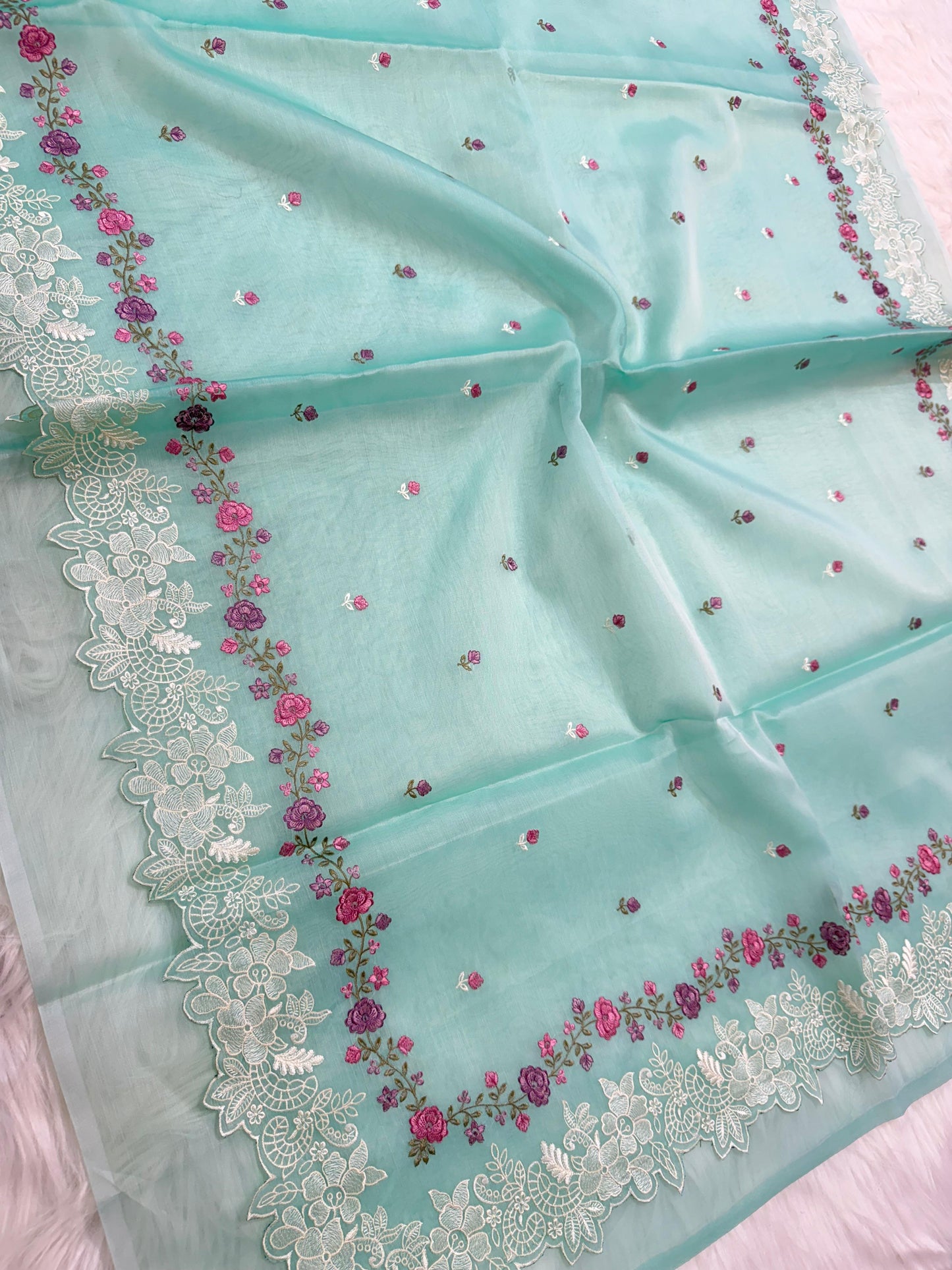 Banarasi kora organza embroidery saree