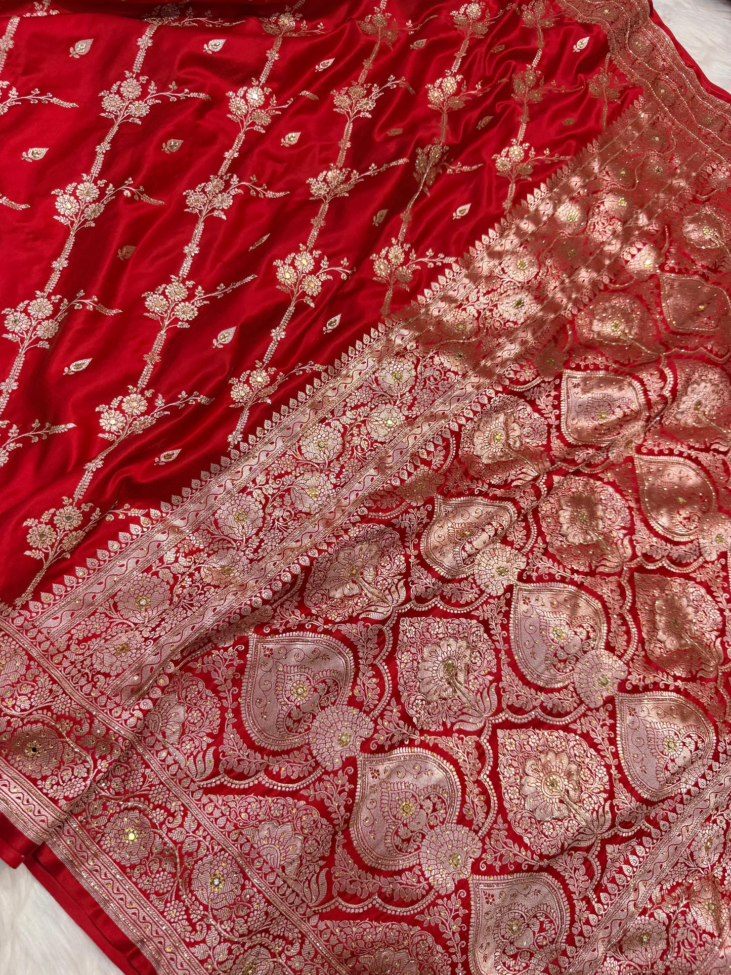 Bridal Mashru ari & stone Silk Banarasi Saree