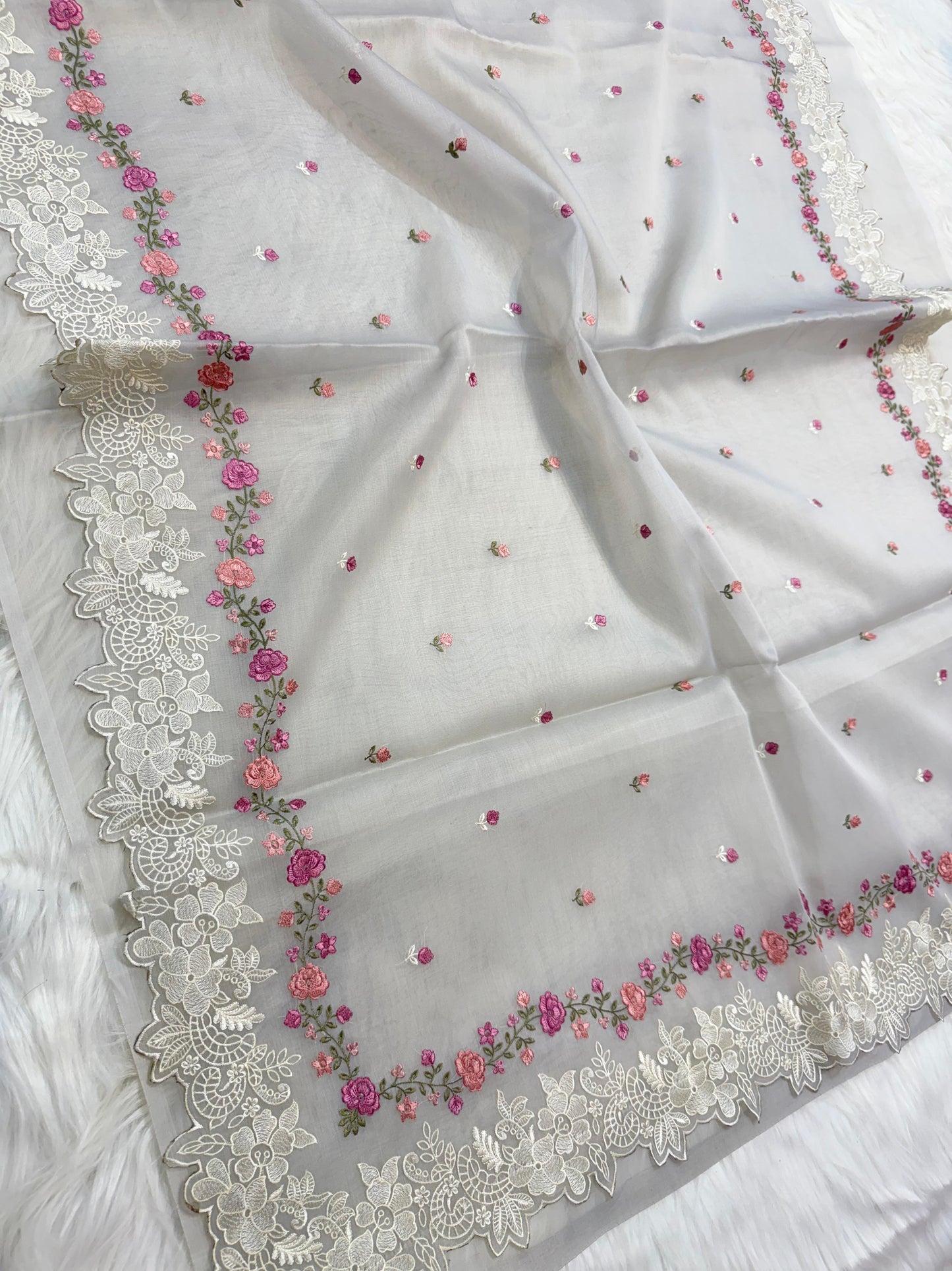 Banarasi kora organza embroidery saree