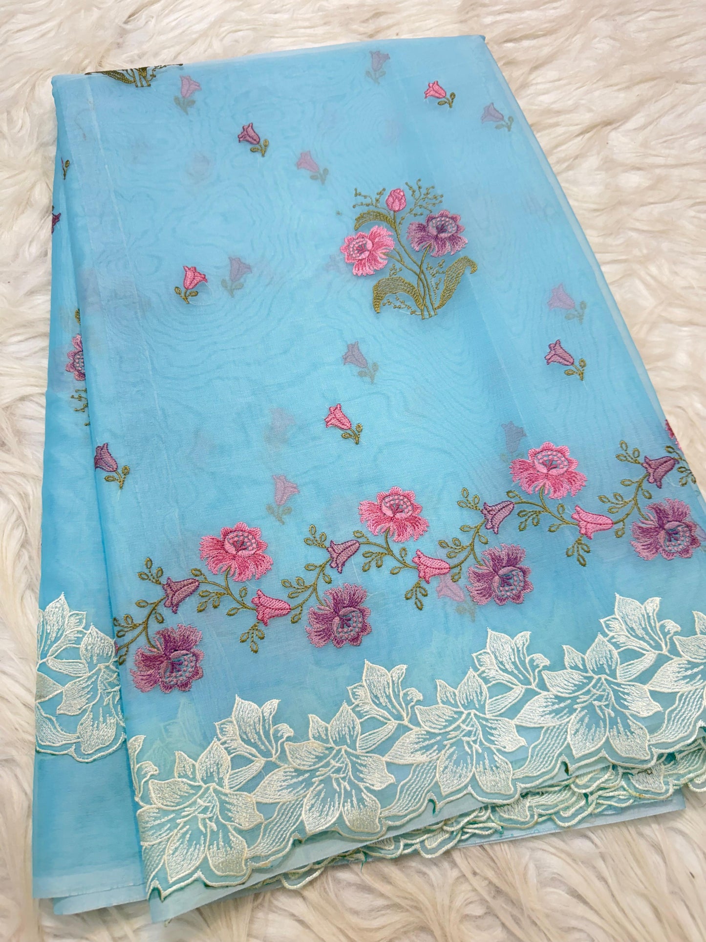 Banarasi kora organza embroidery saree