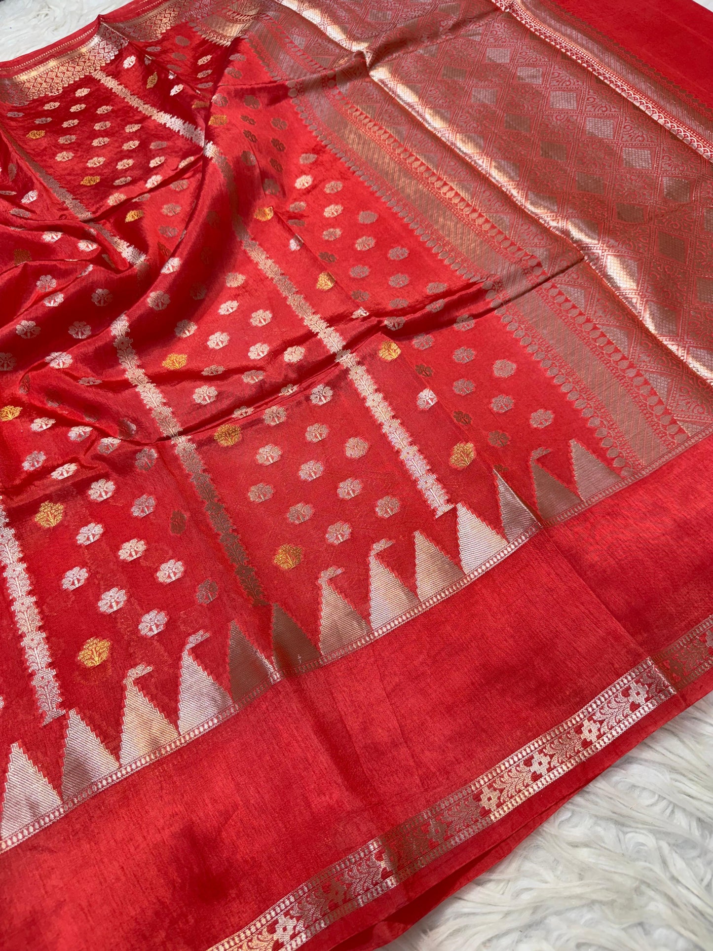 Semi Raw mango soft silk banarasi saree