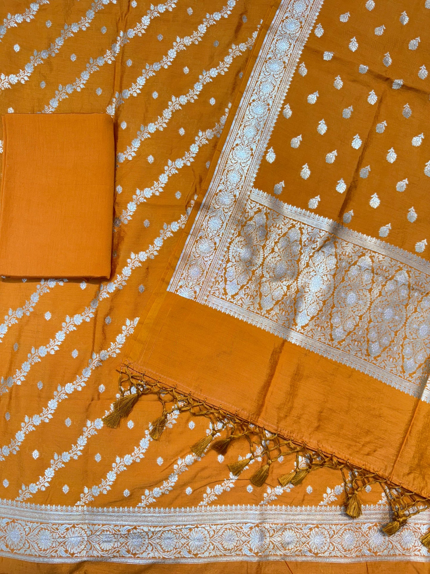 Banarasi semi chiniya silk suit