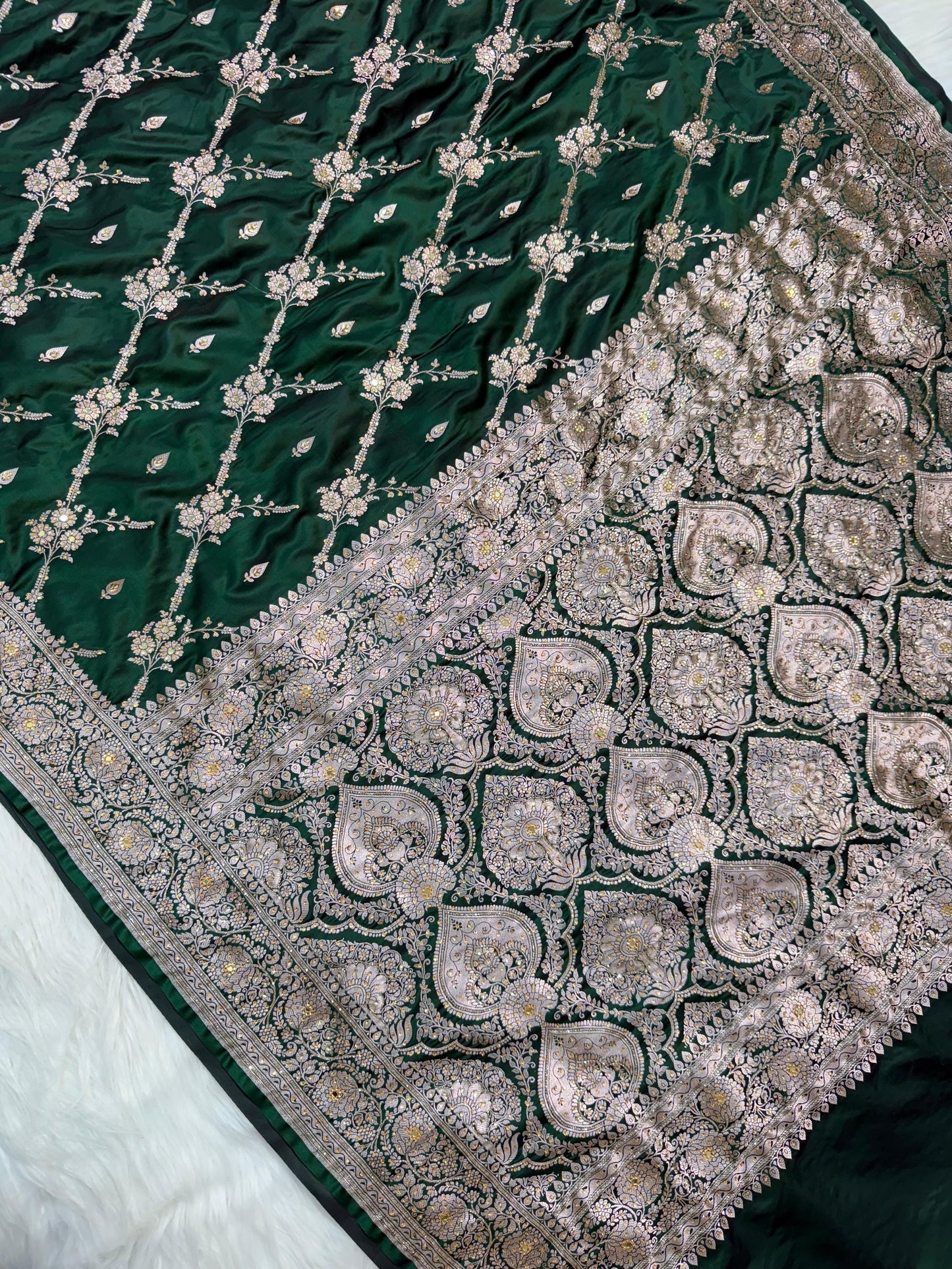 Bridal Mashru ari & stone Silk Banarasi Saree