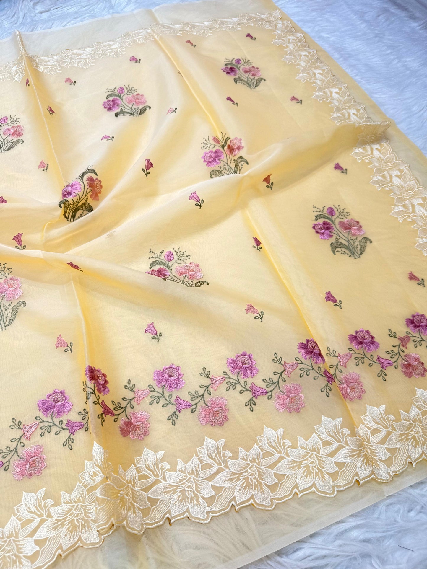 Banarasi kora organza embroidery saree