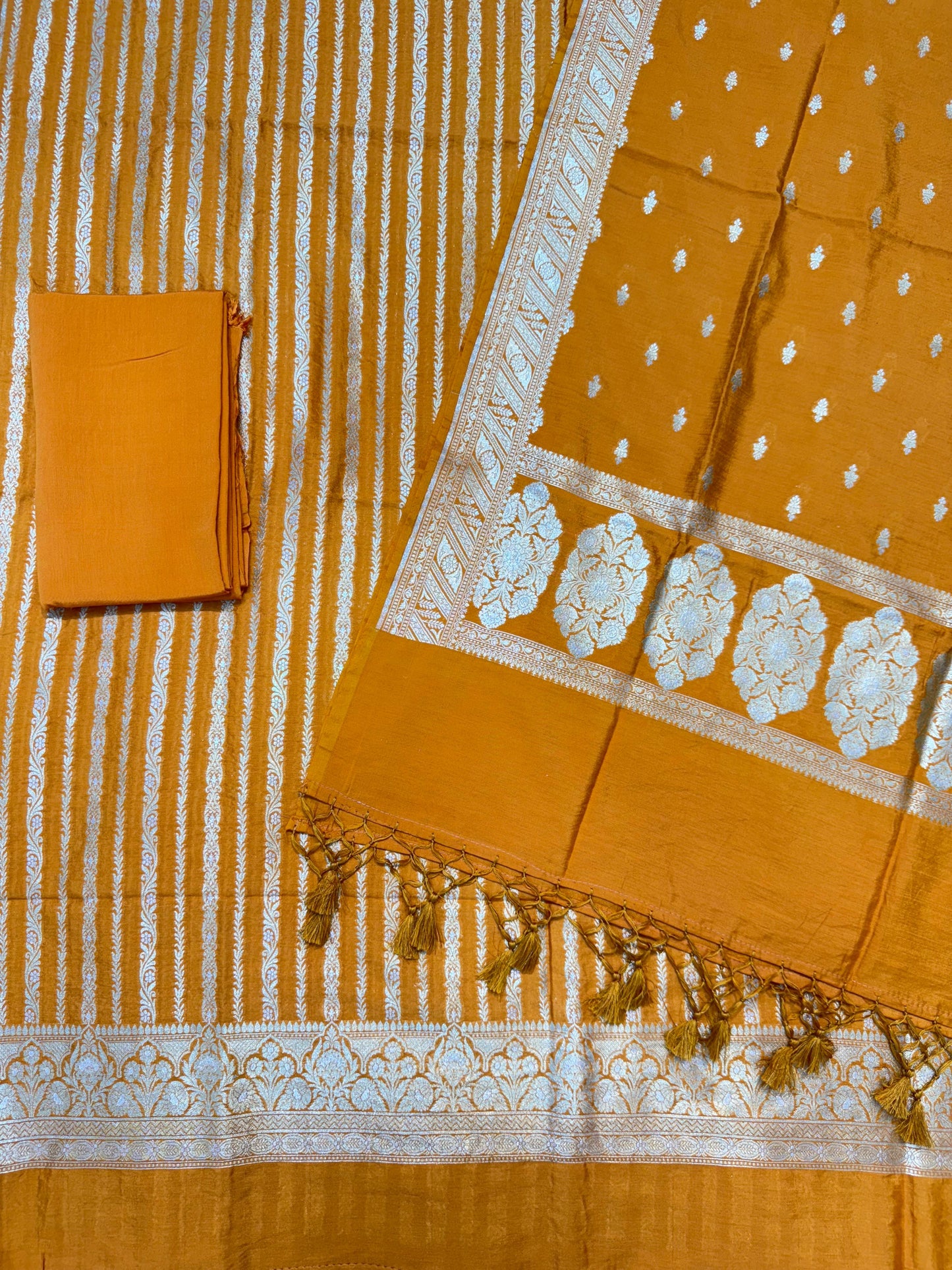 Banarasi semi chiniya silk suit