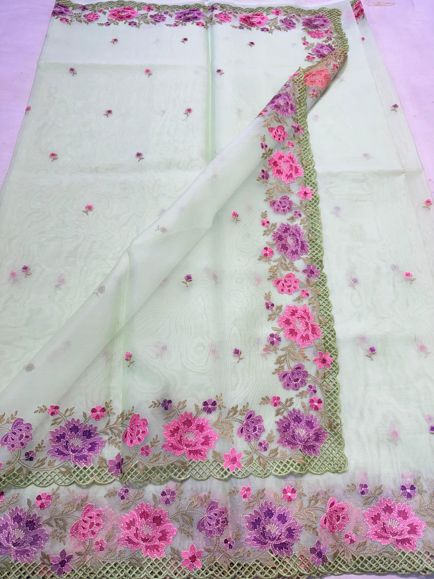 Banarasi kora organza embroidery saree